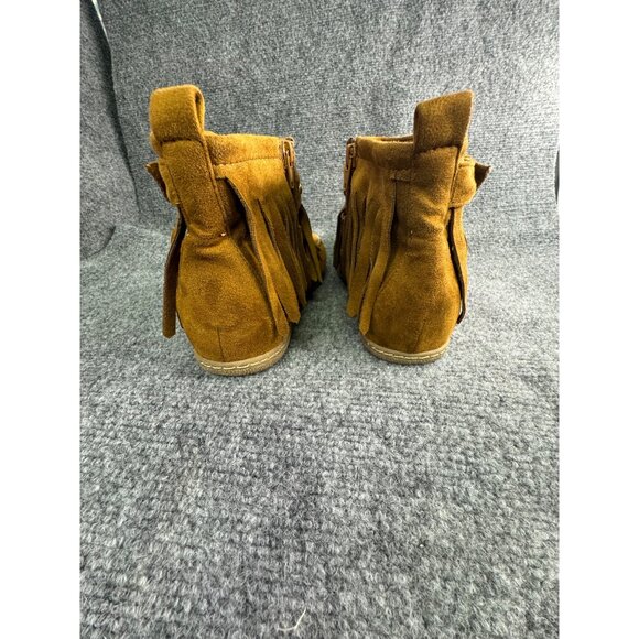 Soda Shoes Women's 10 Dahlia Faux Suede Moccasin Fringe Ankle Bootie - Picture 14 of 16